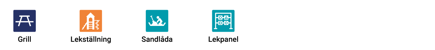 Ikoner på en lekplats med aktiviteter